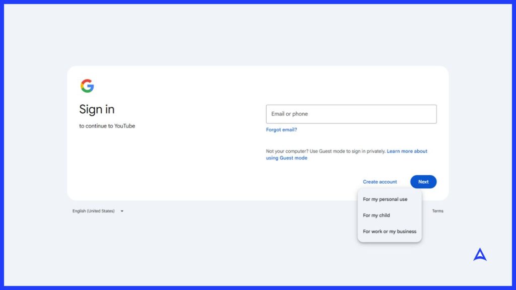 Step 2 Choose Create Account